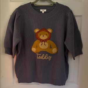 Blue/ Gray Teddy Knit Top